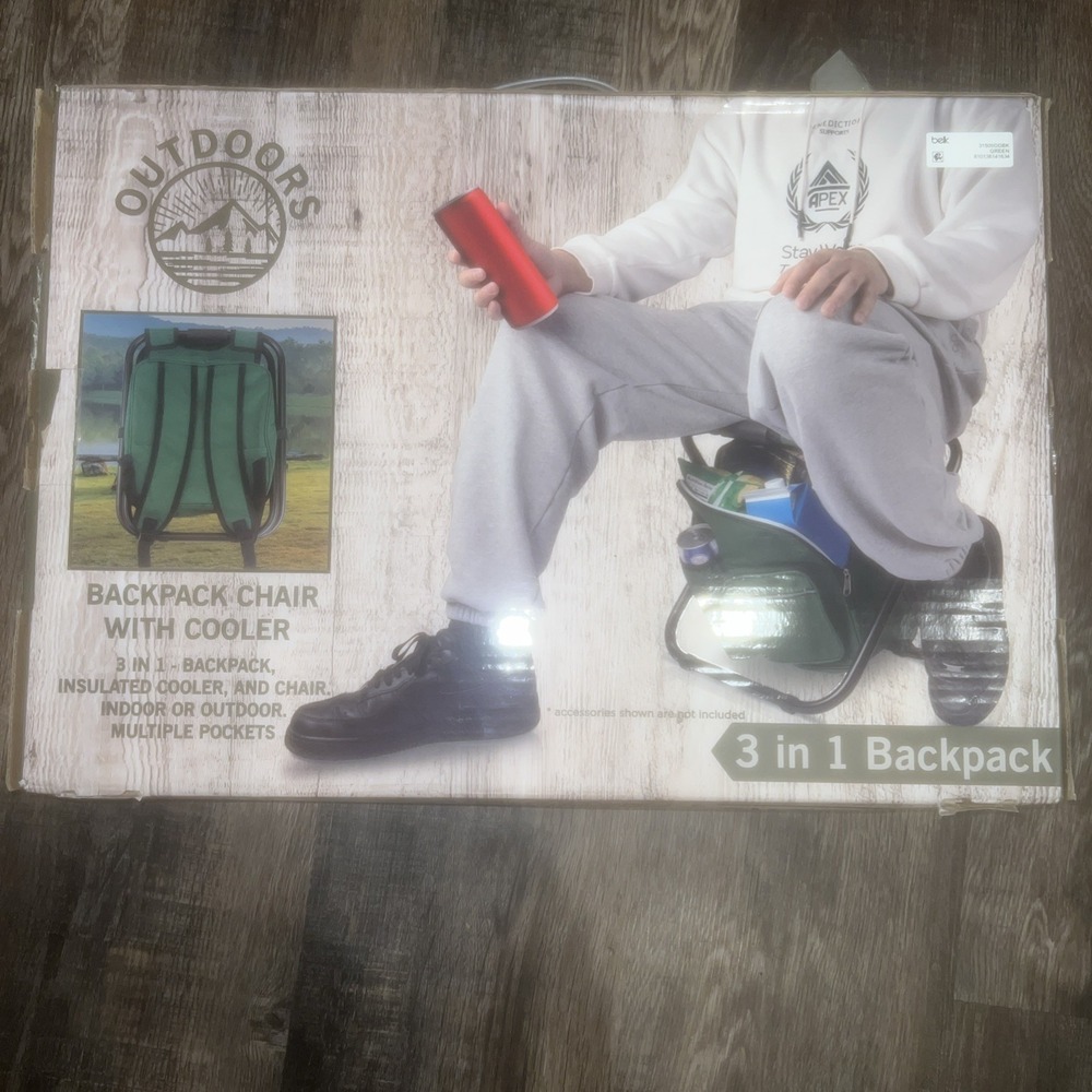 NEW-Outdoors Co Backpack Cooler Seat 13x6x11 Lightweight ..Up To 200lbs